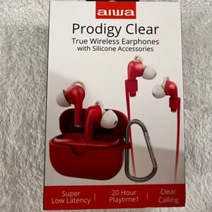 Aiwa Prodigy Clear True Wireless Headphones with Silicone Accessories (RED)